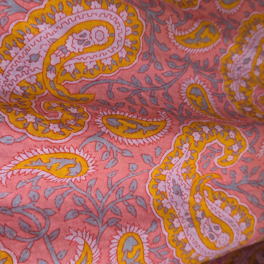 THML Pink & Mustard Paisley Ruffle Yoke Sleeveless Top - Picture 5 of 7